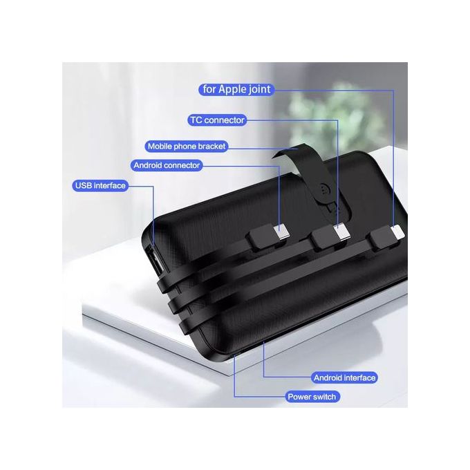 30000MAH SMART PORTABLE POWER BANK WITH 3 CHARGING CABLES 10W Full Capacity LED DISPLAY and Torch