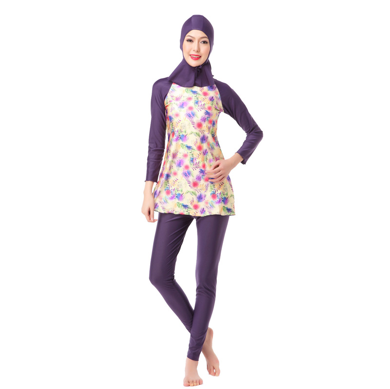 Women's Muslim swimsuit lady's a three-piece suit consists of cap, jacket and pant woman's swimwear