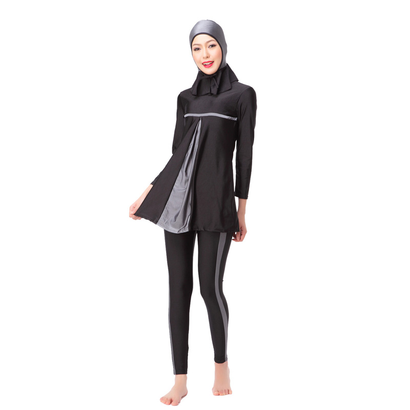 Women's Muslim swimsuit lady's a three-piece suit consists of cap, jacket and pant woman's swimwear