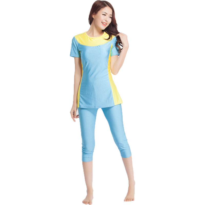 Women's Islamic Muslim swimsuit lady's a two-piece suit consists of jacket and pant woman's swimwear