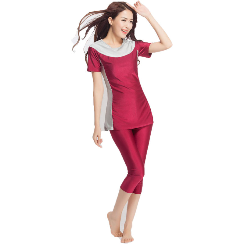 Women's Islamic Muslim swimsuit lady's a two-piece suit consists of jacket and pant woman's swimwear