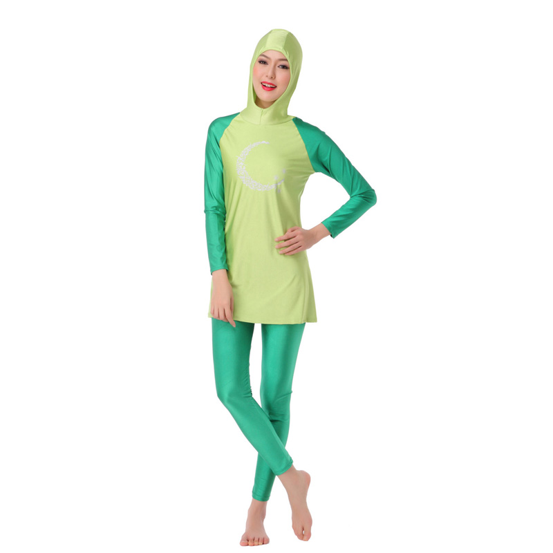 Women's Muslim swimsuit lady's A two-piece suit consists of cap and jacket together woman's swimwear