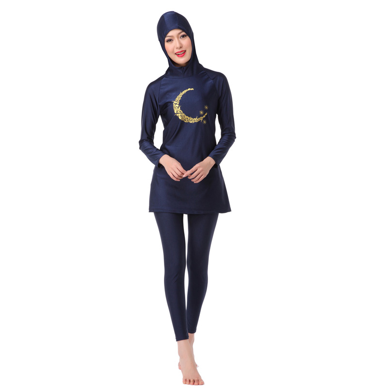 Women's Muslim swimsuit lady's A two-piece suit consists of cap and jacket together woman's swimwear