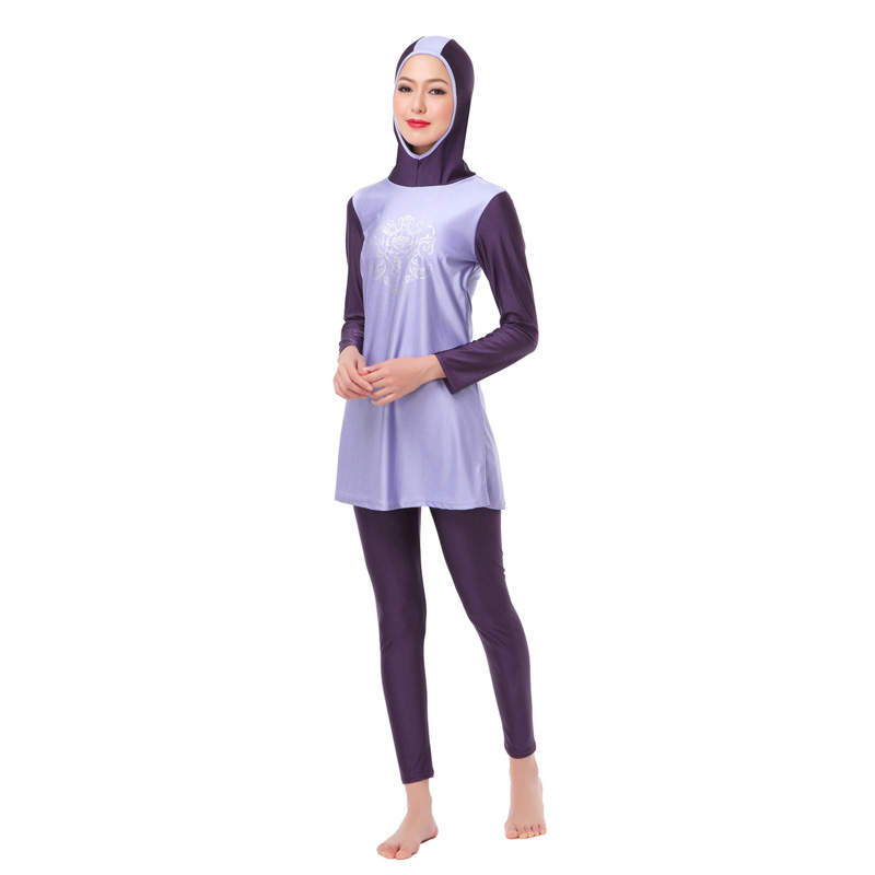 Women's Muslim swimsuit lady's A two-piece suit consists of cap and jacket together,pant.