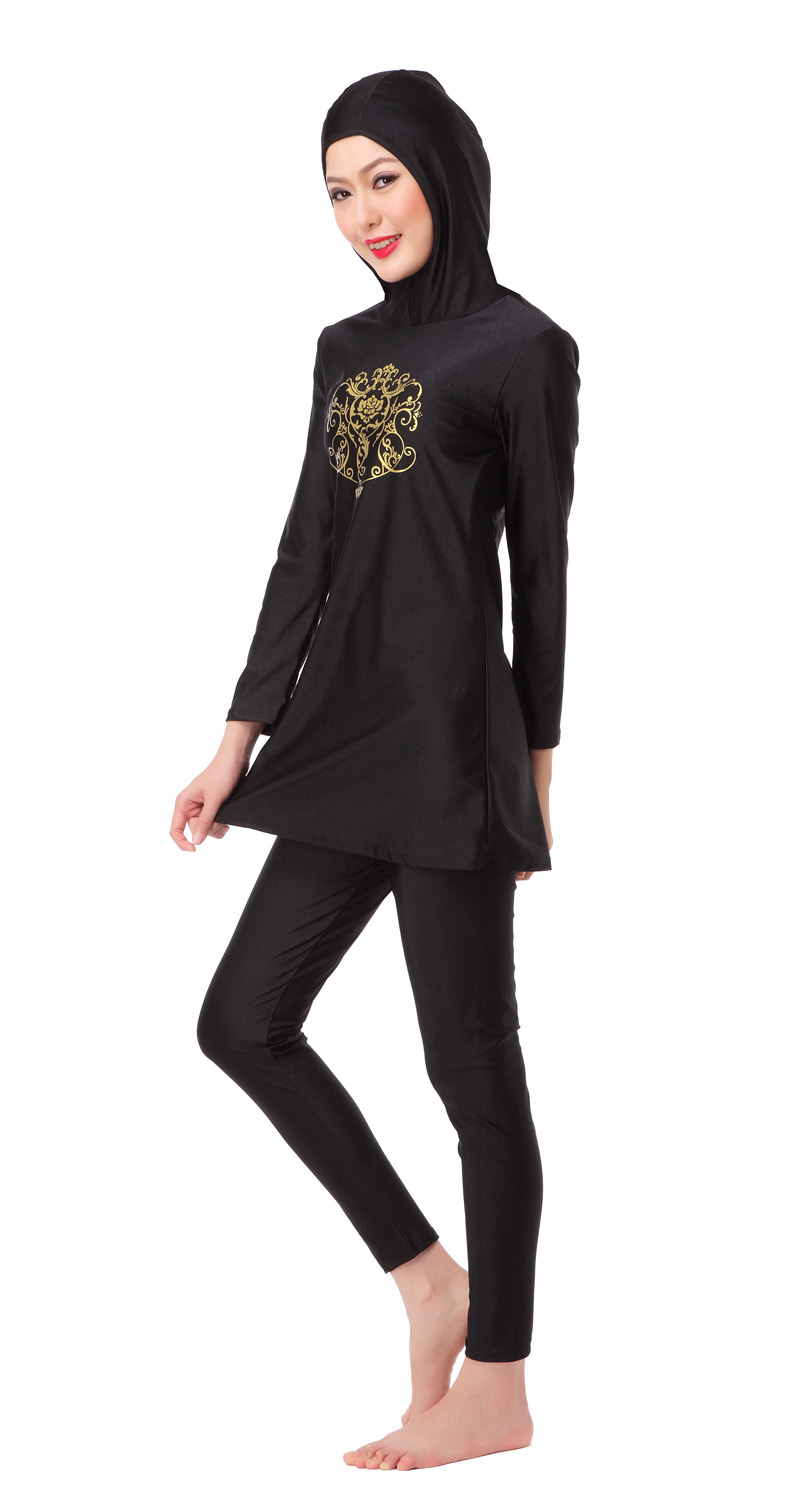 Women's Muslim swimsuit lady's A two-piece suit consists of cap and jacket together,pant.