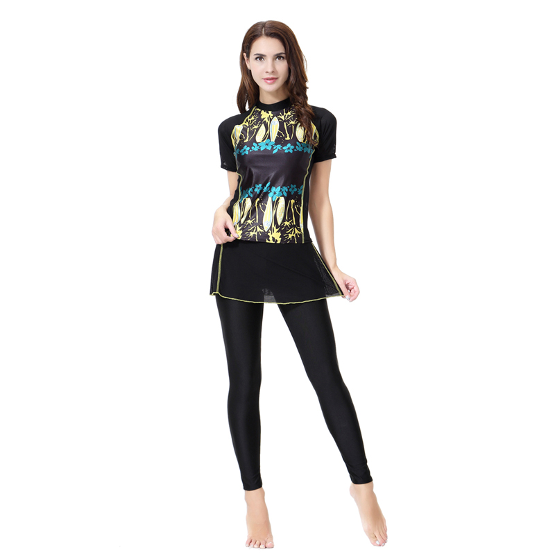 Women's Islamic Muslim swimsuit lady's a two-piece suit consists of jacket and pant woman's swimwear