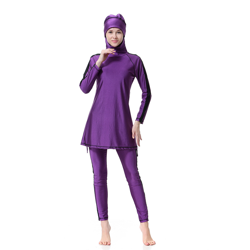 Women's Islamic Muslim swimsuit lady's a three-piece suit consists of cap and coat together, pant