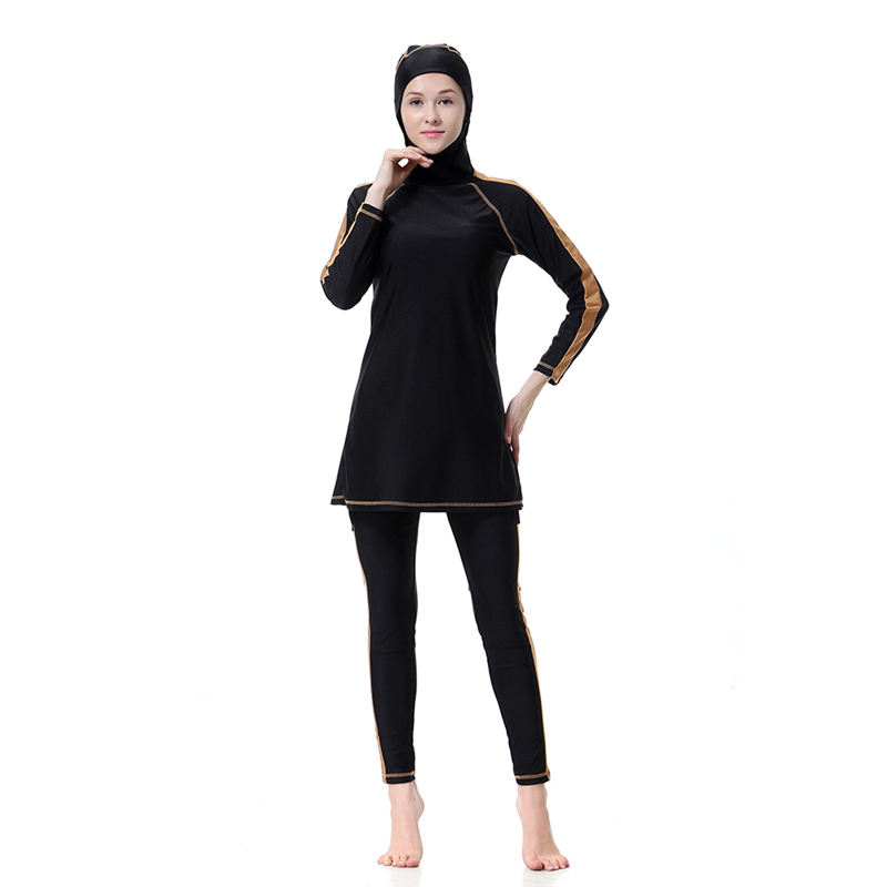 Women's Islamic Muslim swimsuit lady's a three-piece suit consists of cap and coat together, pant