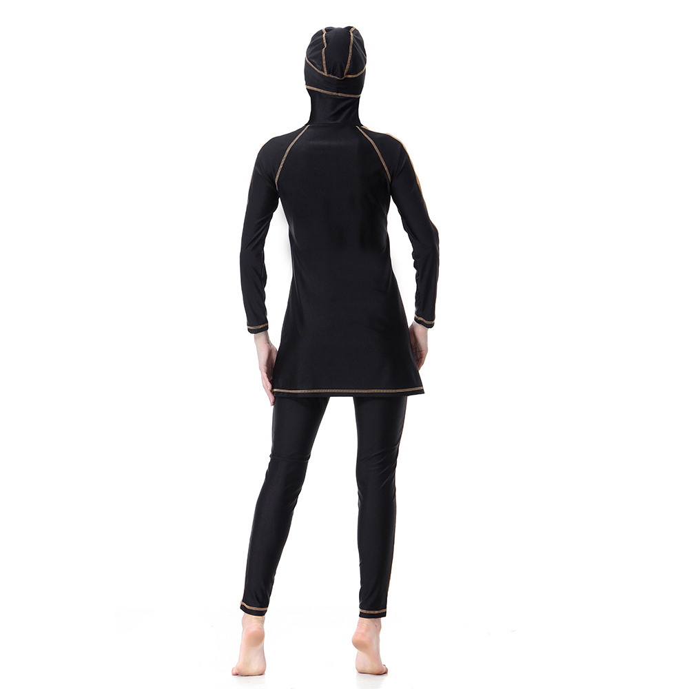 Women's Islamic Muslim swimsuit lady's a three-piece suit consists of cap and coat together, pant