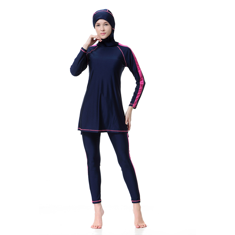 Women's Islamic Muslim swimsuit lady's a three-piece suit consists of cap and coat together, pant