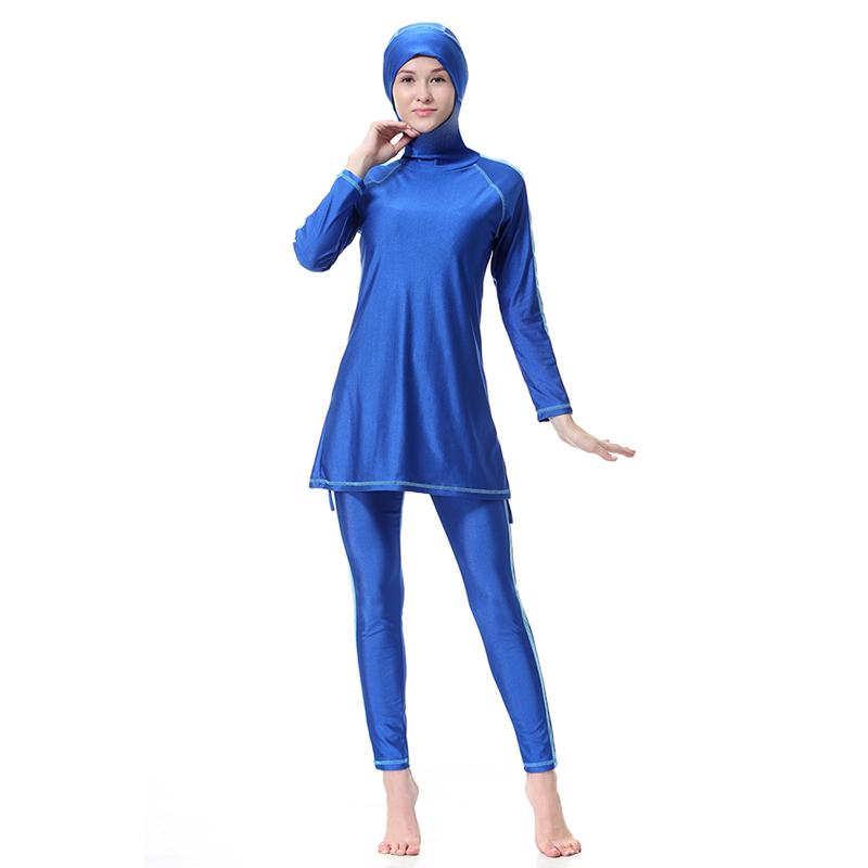 Women's Islamic Muslim swimsuit lady's a three-piece suit consists of cap and coat together, pant