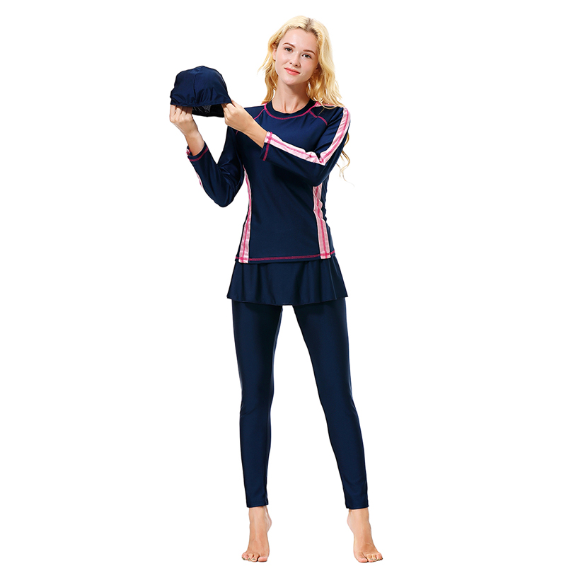 Women's Islamic Muslim swimsuit lady's a three-piece suit consists of cap, coat and pant