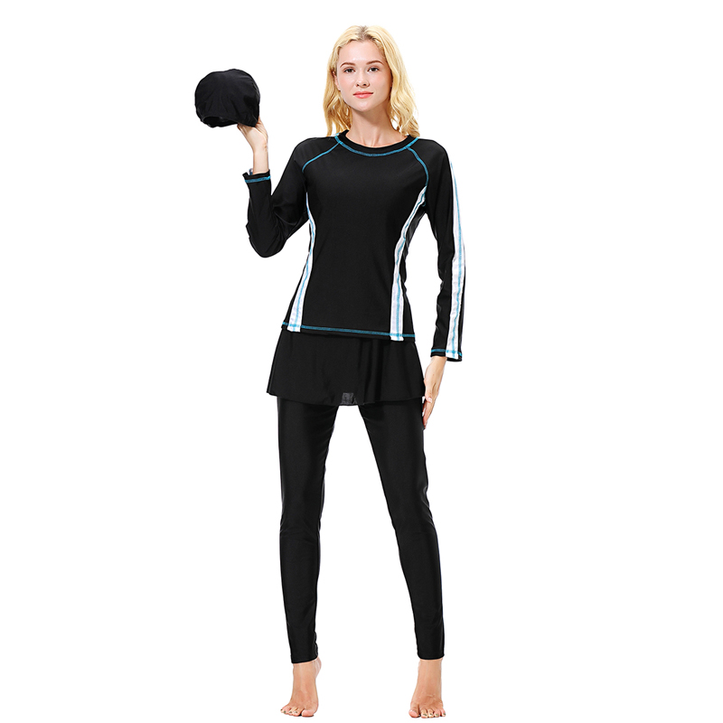 Women's Islamic Muslim swimsuit lady's a three-piece suit consists of cap, coat and pant