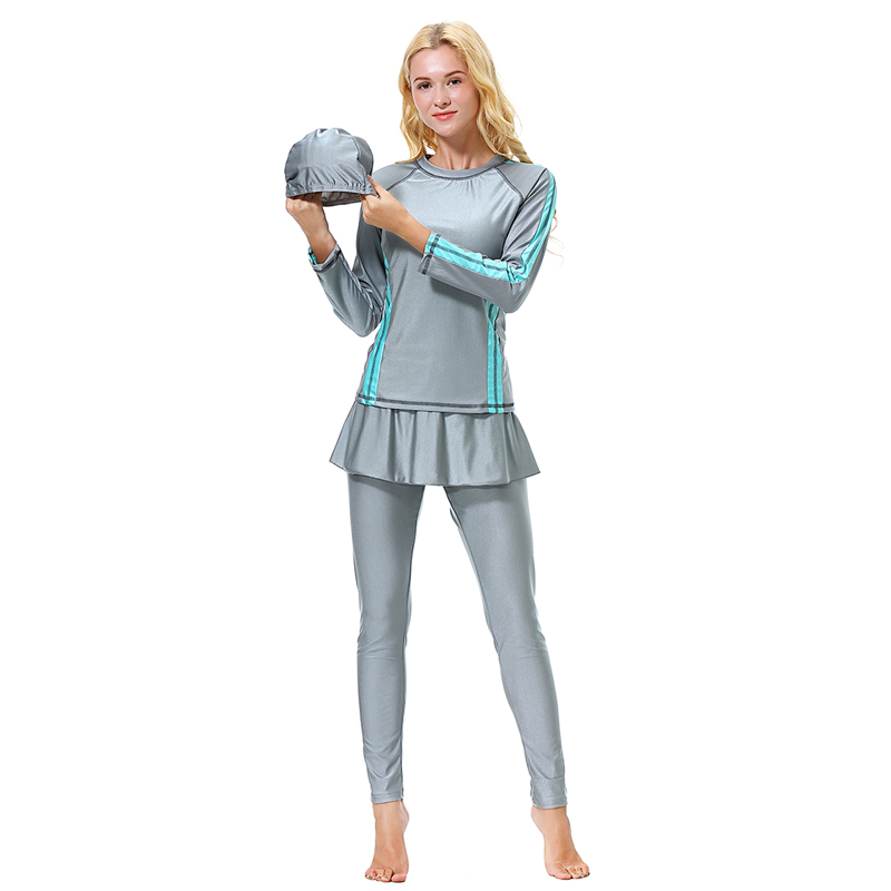 Women's Islamic Muslim swimsuit lady's a three-piece suit consists of cap, coat and pant