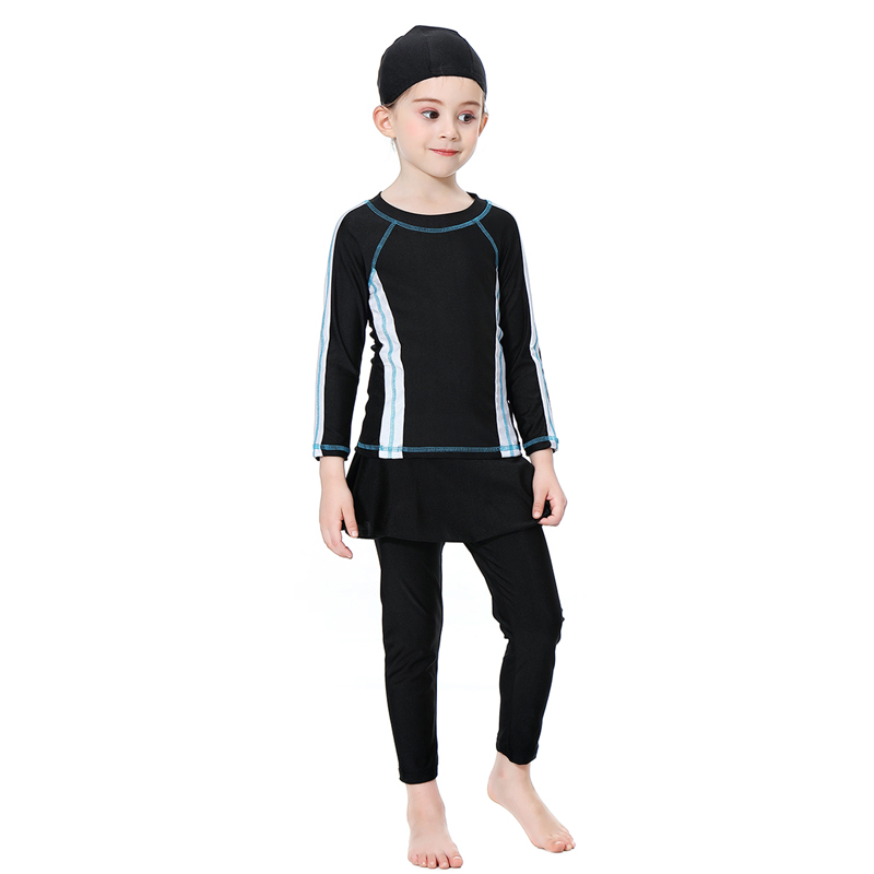 girl's Islamic clothing Muslim swimsuit child's a three-piece suit consists of cap, coat and pant