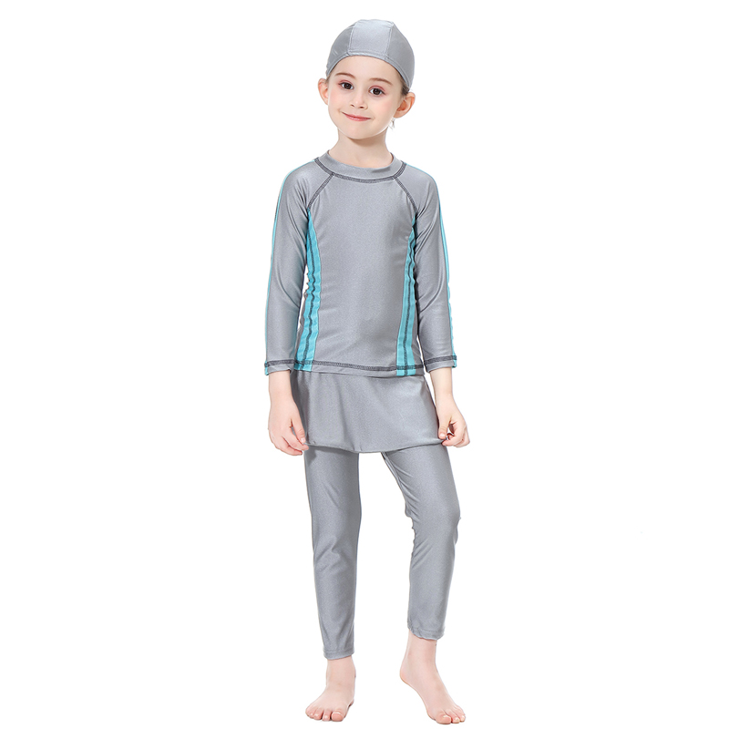 girl's Islamic clothing Muslim swimsuit child's a three-piece suit consists of cap, coat and pant