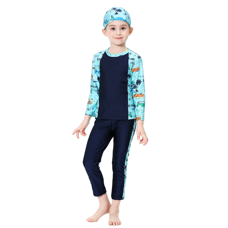 girl's Islamic clothing Muslim swimsuit child's a three-piece suit consists of cap, coat and pant