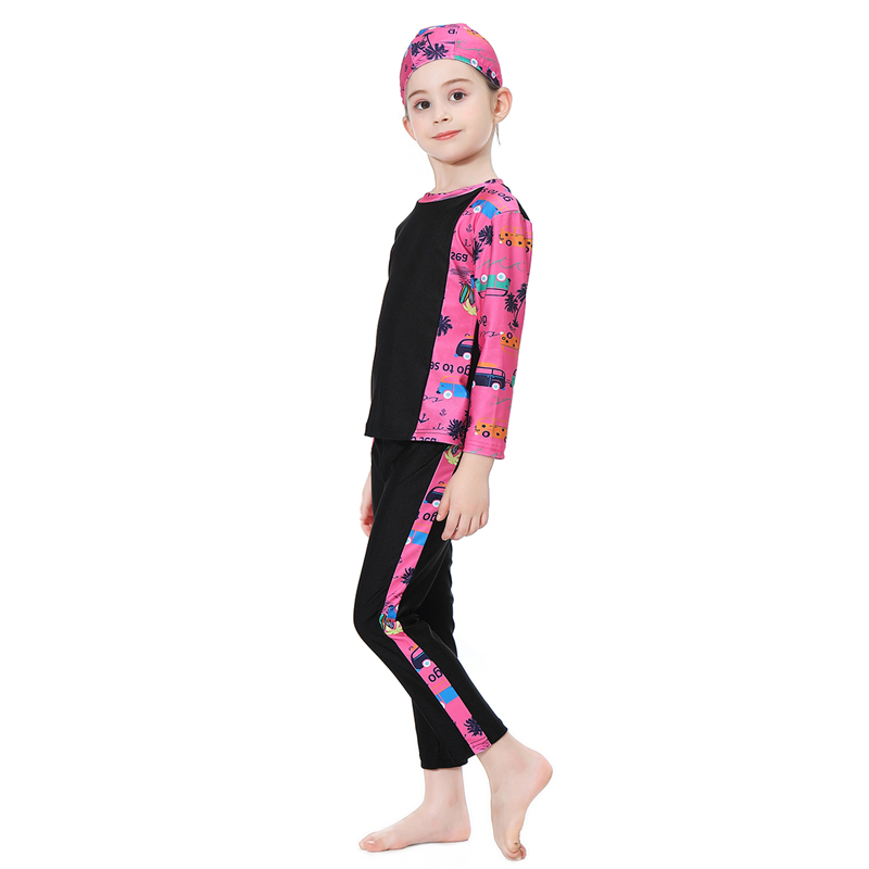girl's Islamic clothing Muslim swimsuit child's a three-piece suit consists of cap, coat and pant