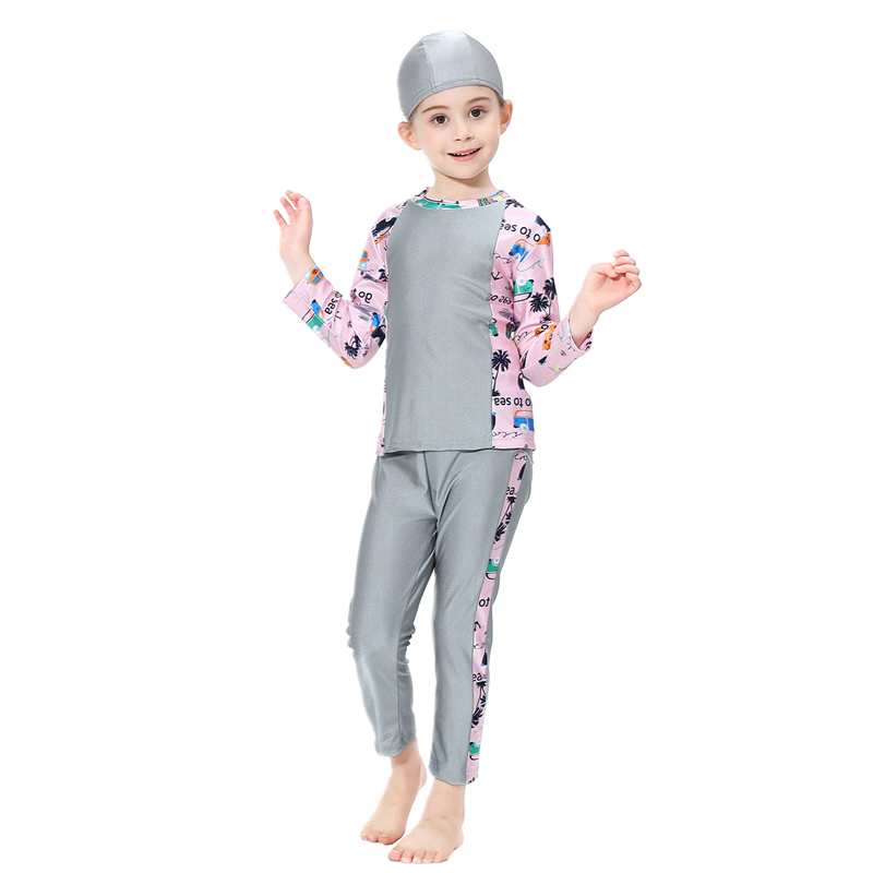 girl's Islamic clothing Muslim swimsuit child's a three-piece suit consists of cap, coat and pant