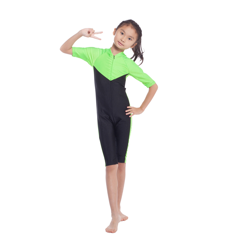 girl's Islamic Muslim conjoined swimsuit child's A one-piece suit consists of jacket and pant