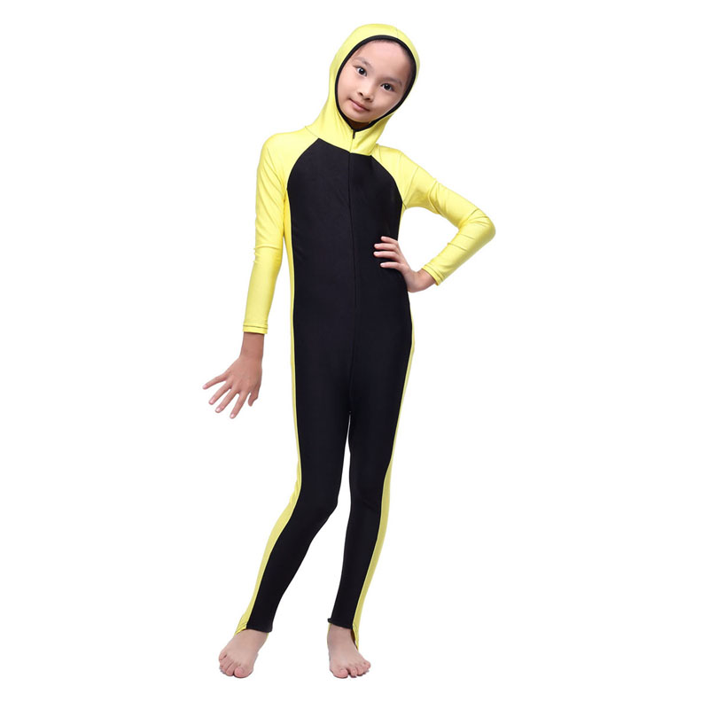 girl's Islamic Muslim conjoined swimsuit child's a one-piece suit consists of cap, jacket and pant
