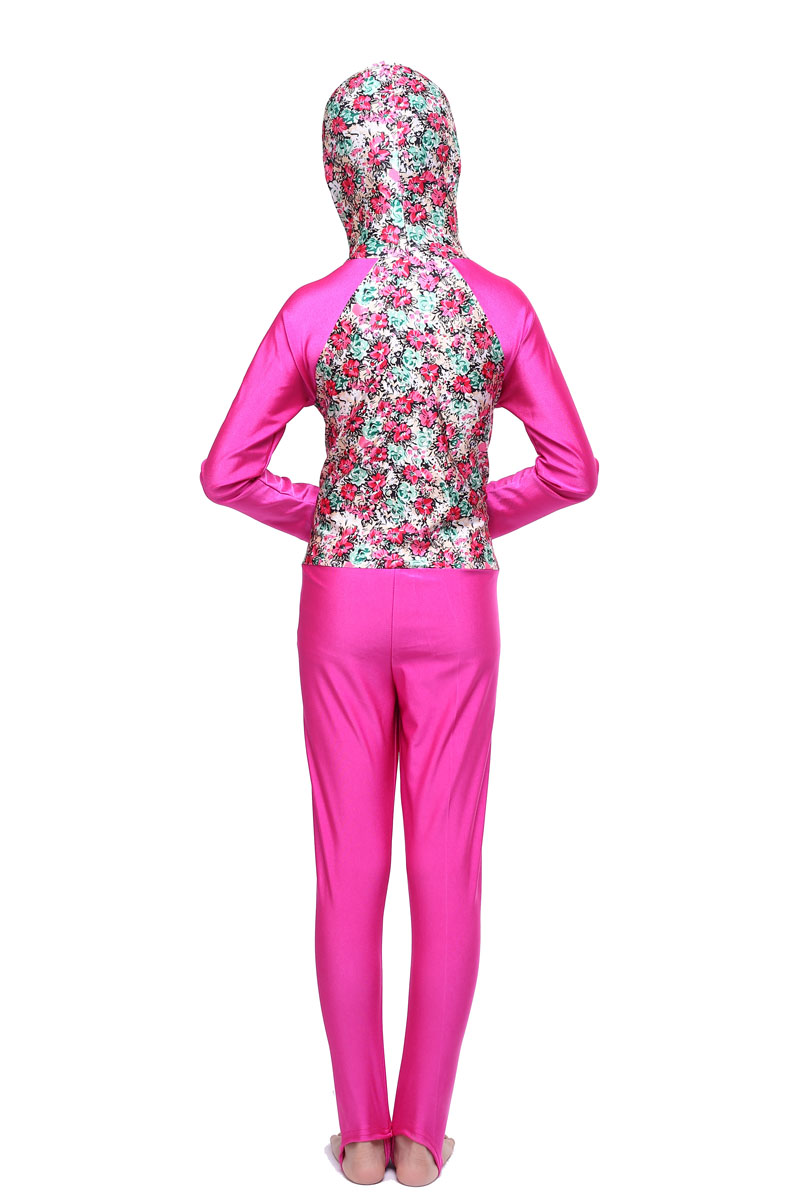 girl's Islamic Muslim conjoined swimsuit child's a one-piece suit consists of cap, jacket and pant