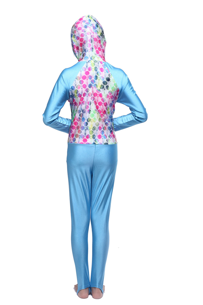 girl's Islamic Muslim conjoined swimsuit child's a one-piece suit consists of cap, jacket and pant