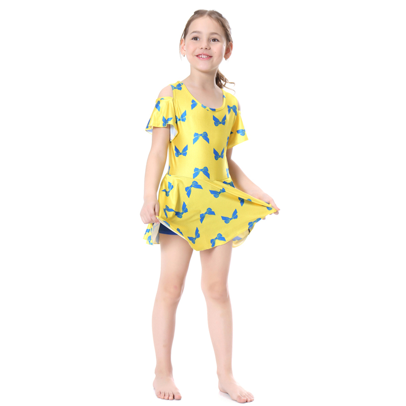 girl's Islamic Muslim swimsuit child's a two-piece suit consists of dress and pant girl's swimwear