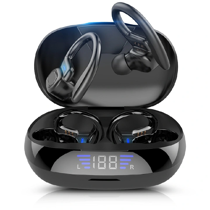 TWS Bluetooth Headphones Microphone Sports Ear Hook LED Display Wireless Headphones HiFi Stereo Sports Earbuds Waterproof Headphones