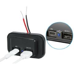 QC3.0 PD Dual Landfill USB Port Car Charger RV Fast Charger Outlet Adapter Power Outlet 12V USB Charger QC3.0 tthzpt Landfill