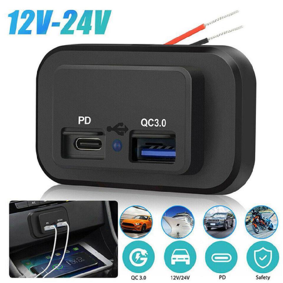 QC3.0 PD Dual Landfill USB Port Car Charger RV Fast Charger Outlet Adapter Power Outlet 12V USB Charger QC3.0 tthzpt Landfill