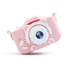Cute Cat Children's Digital Camera Silicone Cover Color Screen Dual Self Shooting Video Digital Camera for Children's Birthday and Christmas Gifts