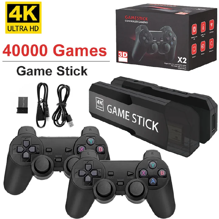 128G Game Stick GD10 40000 Games 4K TV Portable Retro Video Game Console 2.4G Joystick X2 HDMI Output Handheld Game Player