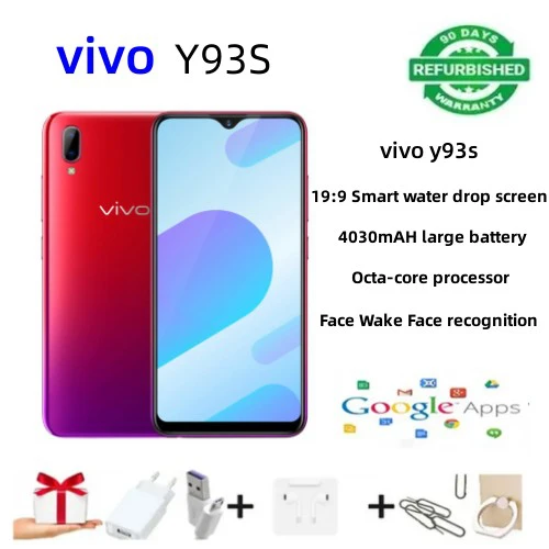 Refurbished VIVO Y93S 128GB+4GB 6.2-inch Face Wake up Face Recognition Brush Face Unlock AI Smart Dual Camera Jovi Smart Feature Random Color 128GB