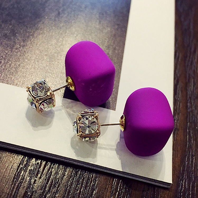 Affectionate chocolate bean pearl crystal fashion temperament long Korean style ear clip earrings earrings earrings women