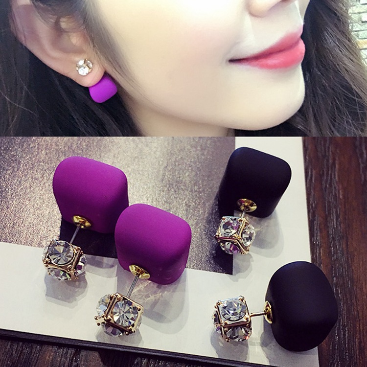 Affectionate chocolate bean pearl crystal fashion temperament long Korean style ear clip earrings earrings earrings women