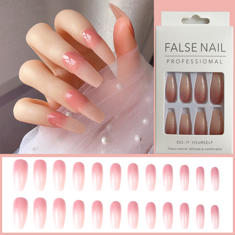 24PCS/set Fake Nails Nail Art Tips Press on False Tipsy with Glue Matte Stick Designs Clear Display Set Full Cover Artificial Detachable view 3