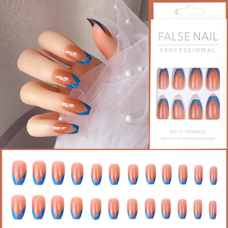 24PCS/set Fake Nails Nail Art Tips Press on False Tipsy with Glue Matte Stick Designs Clear Display Set Full Cover Artificial Detachable view 6