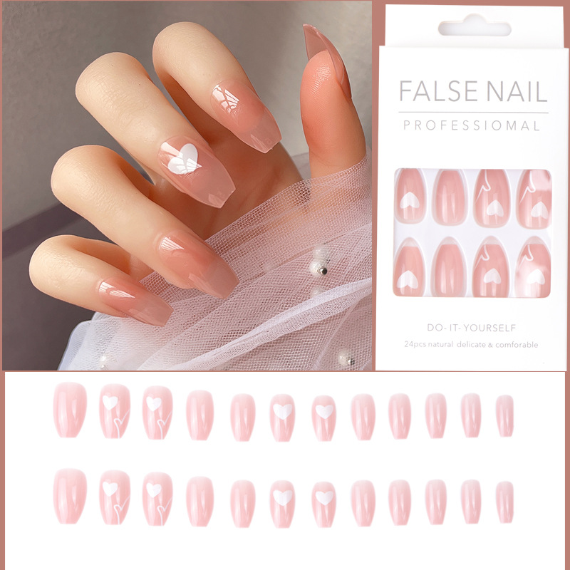 24PCS/set Fake Nails Nail Art Tips Press on False Tipsy with Glue Matte Stick Designs Clear Display Set Full Cover Artificial Detachable view 8