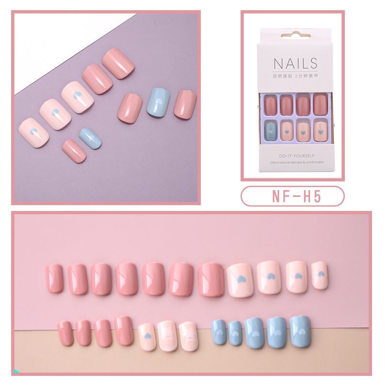 24pcs/set New small fresh nail patch wearing false nail net red temperament nail patch nail patch nail patch