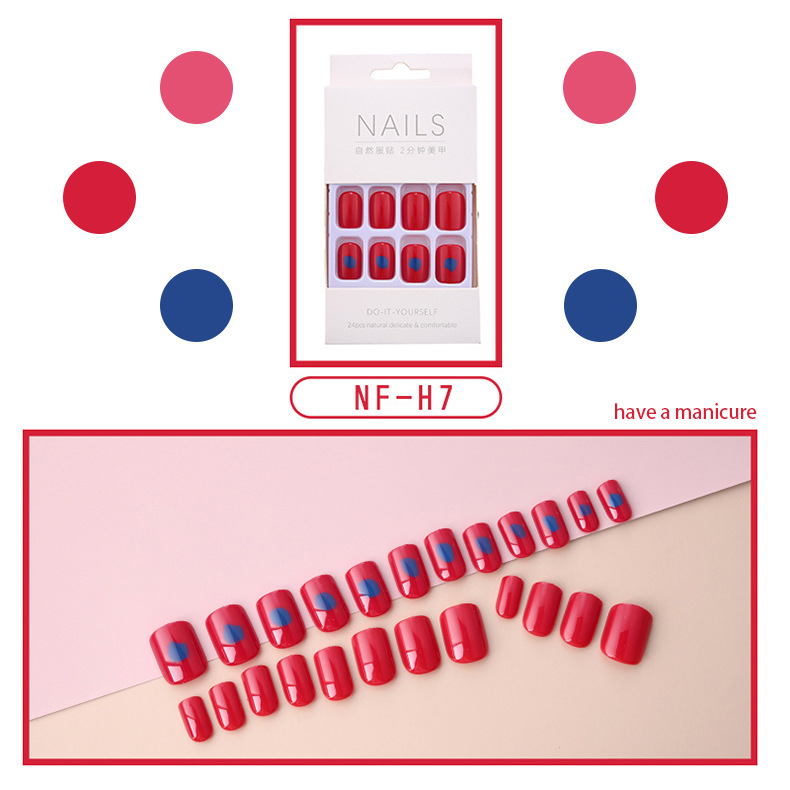 24pcs/set New small fresh nail patch wearing false nail net red temperament nail patch nail patch nail patch view 2