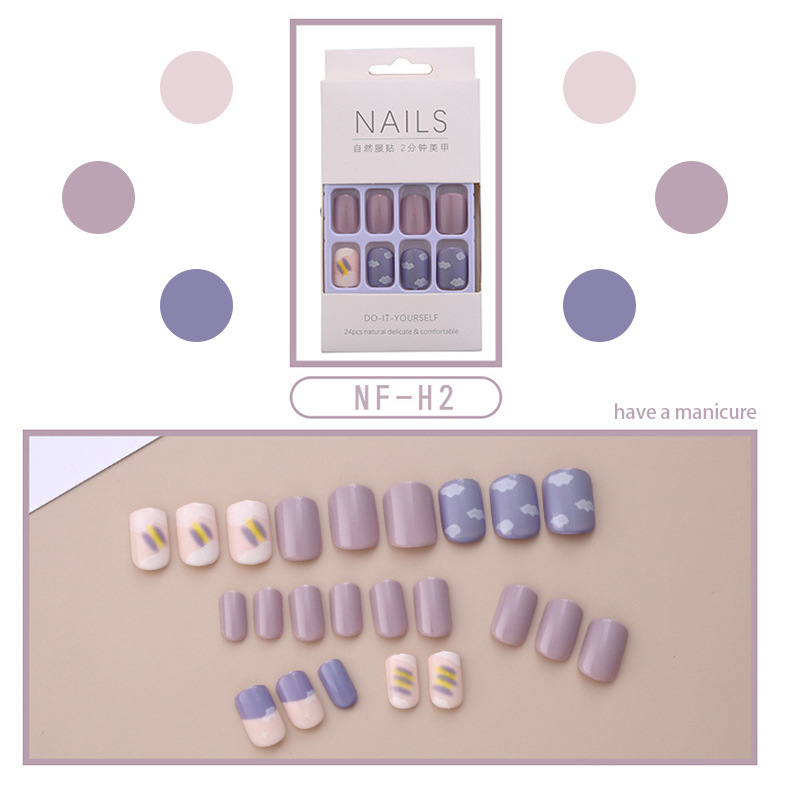24pcs/set New small fresh nail patch wearing false nail net red temperament nail patch nail patch nail patch view 3