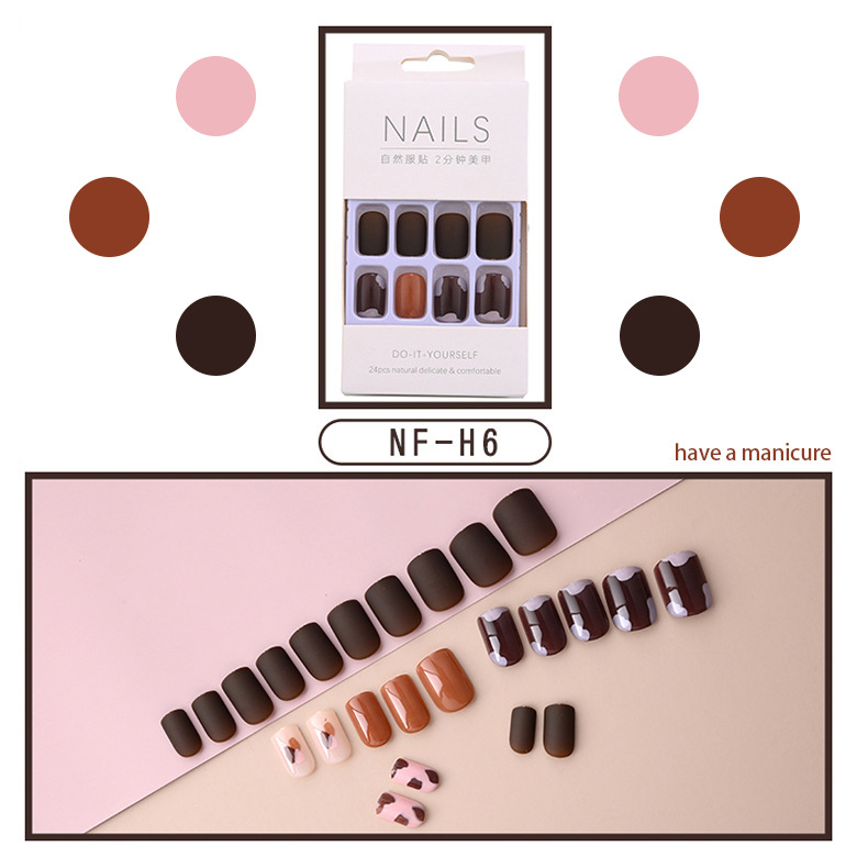 24pcs/set New small fresh nail patch wearing false nail net red temperament nail patch nail patch nail patch view 4