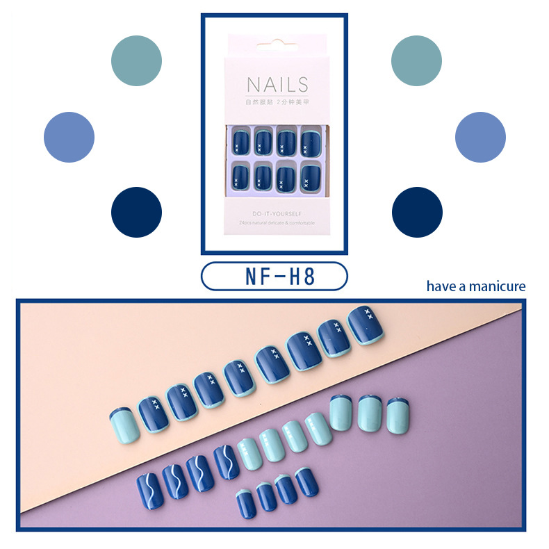24pcs/set New small fresh nail patch wearing false nail net red temperament nail patch nail patch nail patch view 5