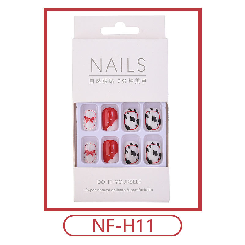 24pcs/set New small fresh nail patch wearing false nail net red temperament nail patch nail patch nail patch view 7