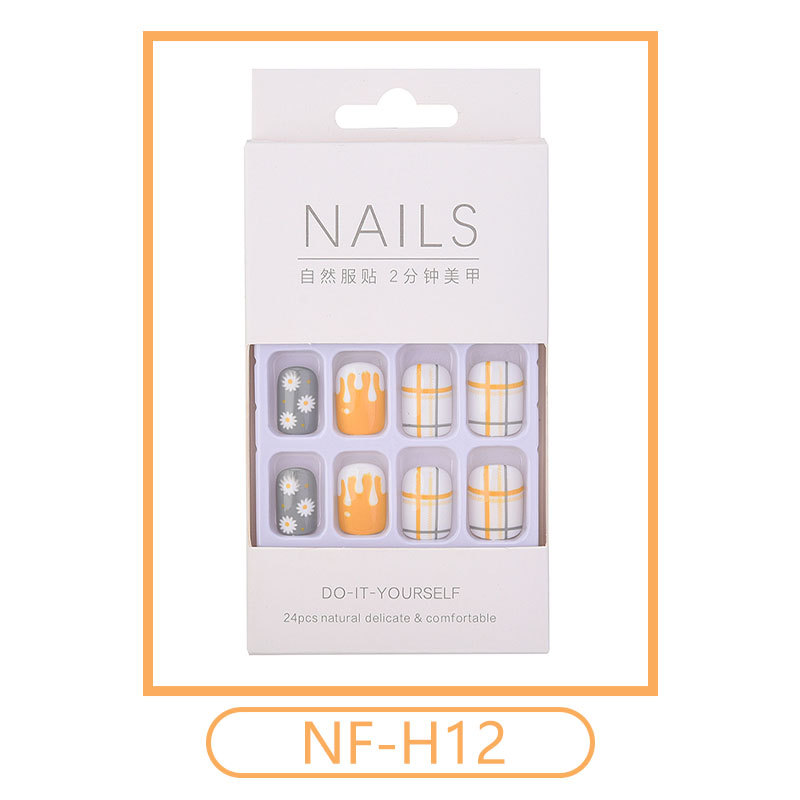 24pcs/set New small fresh nail patch wearing false nail net red temperament nail patch nail patch nail patch view 9