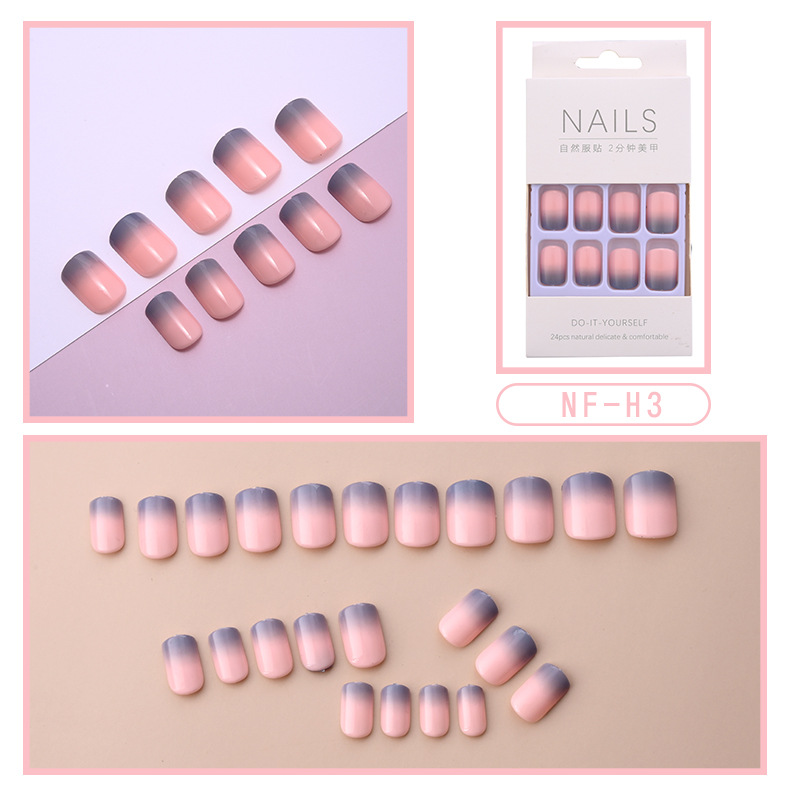 24pcs/set New small fresh nail patch wearing false nail net red temperament nail patch nail patch nail patch view 10