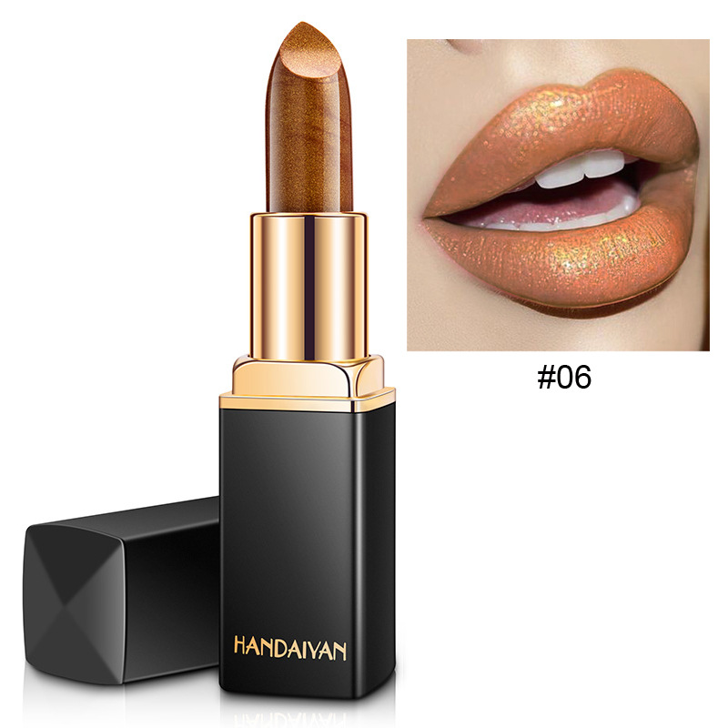 Handaiyan Waterproof Nude Glitter Lipstick Makeup Long Lasting Velvet Red Mermaid Sexy Shimmer Matte Lip Stick Cosmetic Beauty view 6
