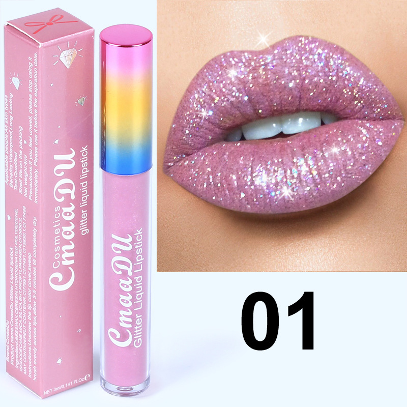6 Colors Matte Glitter Lip Gloss Diamond Shimmer Nude Makeup Liquid Lipsticks Waterproof Long Lasting Lip Tint Shiny Cosmetics