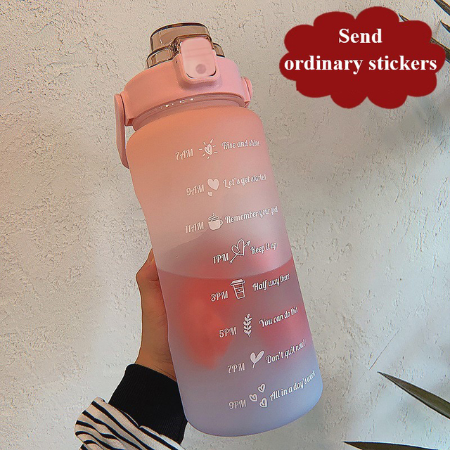 Motivational Water Bottle 2 Liters Student Drink Bottle With Straw Large Capacity Fitness Jugs Time Marker Sports Plastic Cups
